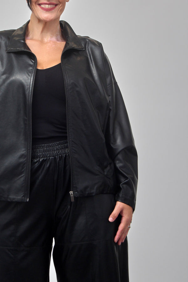 Bomber ecopelle zip - Nero