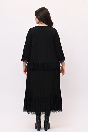 Gonna plisse pizzo - Nero