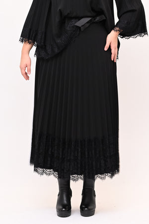 Gonna plisse pizzo - Nero