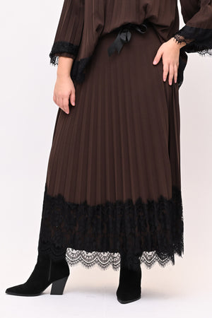 Gonna plisse pizzo - Moro