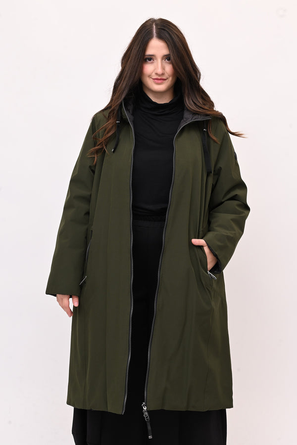 Cappotto imbottito reversibile - Verde militare/Nero