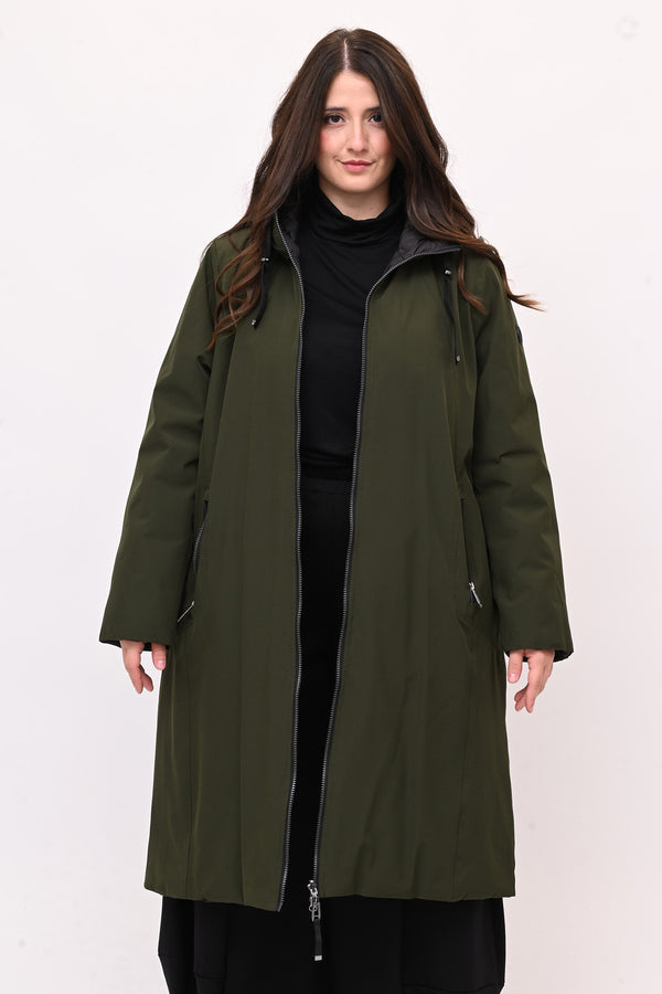 Cappotto imbottito reversibile - Verde militare/Nero