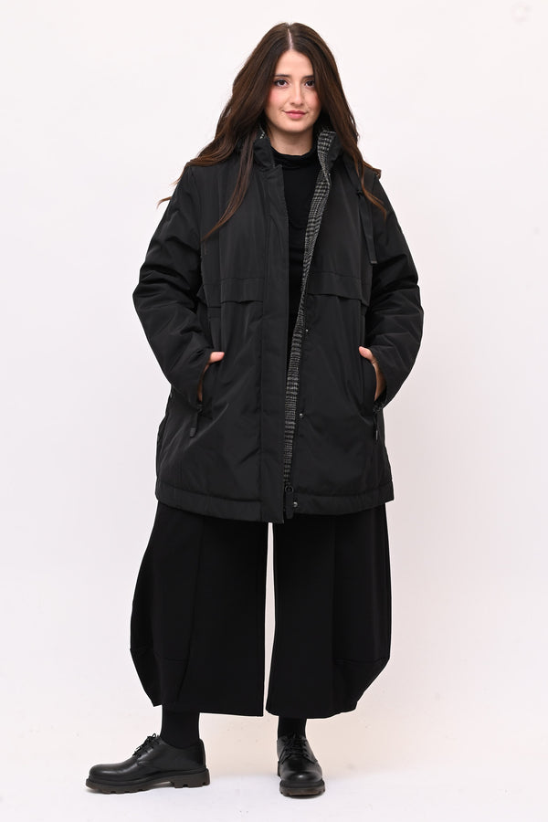 Piumino 3/4 pied de poule - Nero