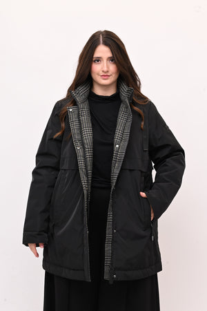 Piumino 3/4 pied de poule - Nero