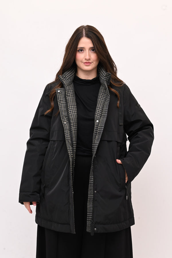 Piumino 3/4 pied de poule - Nero