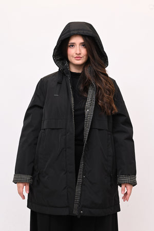 Piumino 3/4 pied de poule - Nero