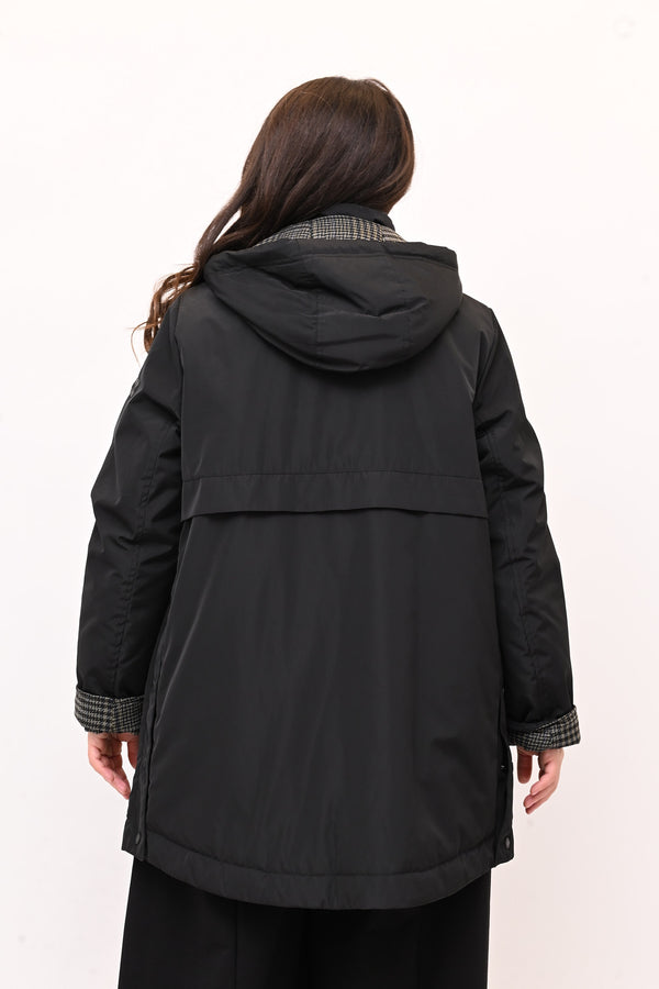 Piumino 3/4 pied de poule - Nero