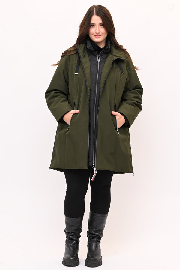 Piumino 3/4 doppio - Verde militare