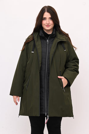 Piumino 3/4 doppio - Verde militare