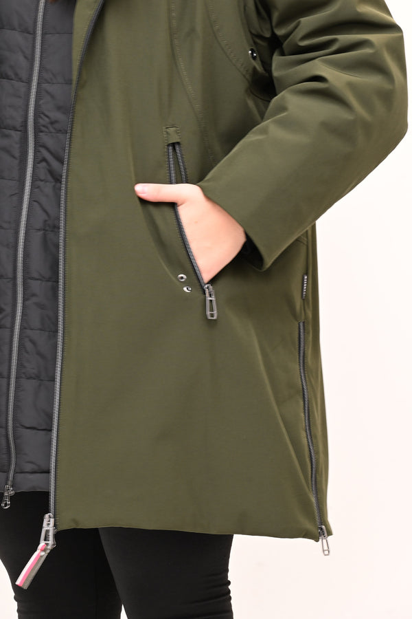 Piumino 3/4 doppio - Verde militare