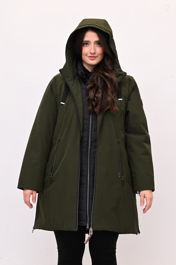 Piumino 3/4 doppio - Verde militare