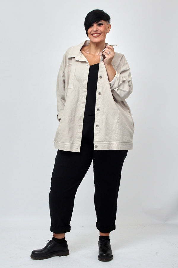 Giacca jeans over - Gesso