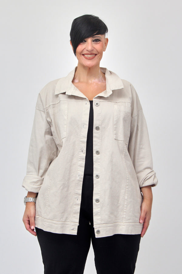 Giacca jeans over - Gesso