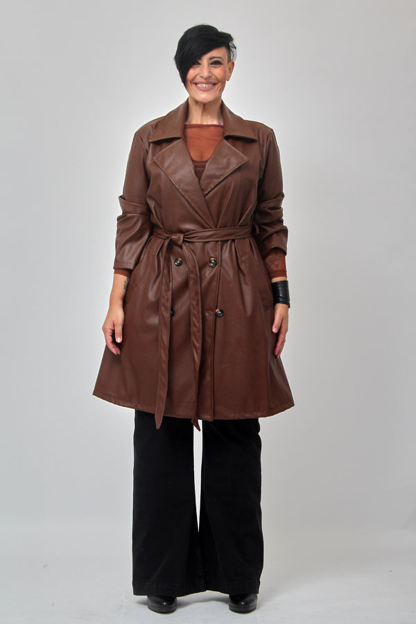 Giacca 3/4 ecopelle - Moka