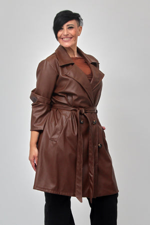 Giacca 3/4 ecopelle - Moka