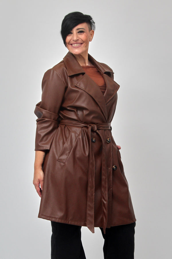 Giacca 3/4 ecopelle - Moka