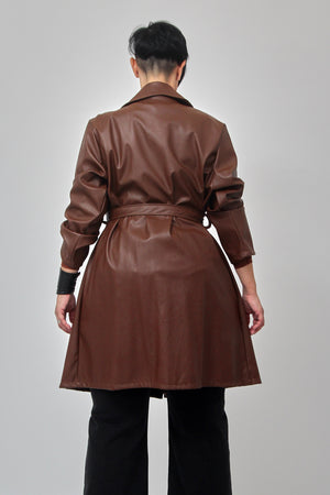 Giacca 3/4 ecopelle - Moka