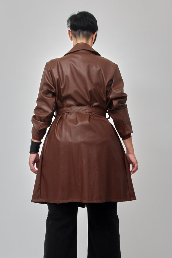 Giacca 3/4 ecopelle - Moka