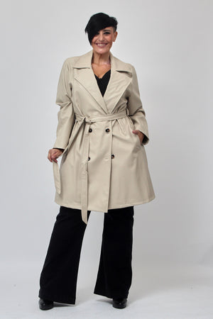 Giacca 3/4 ecopelle - Gesso