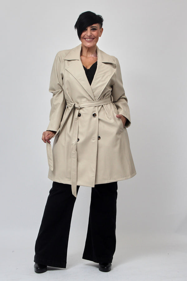 Giacca 3/4 ecopelle - Gesso