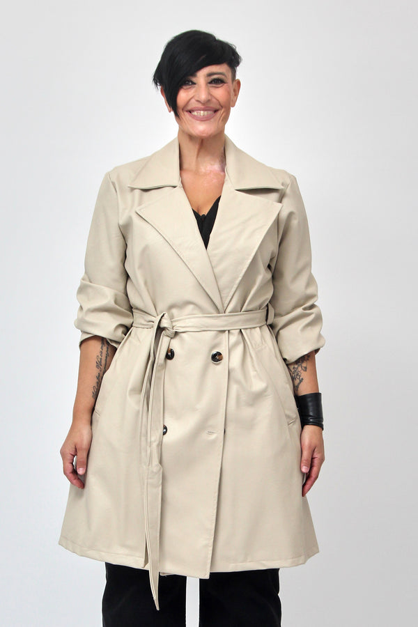 Giacca 3/4 ecopelle - Gesso