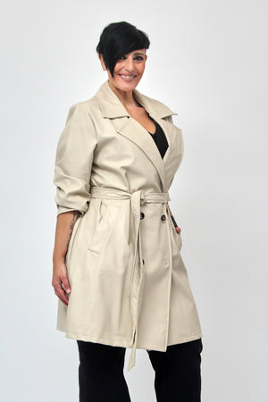 Giacca 3/4 ecopelle - Gesso