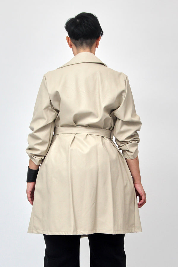 Giacca 3/4 ecopelle - Gesso