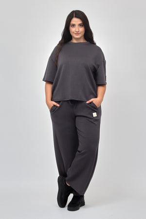 Completo crop neoprene - Piombo