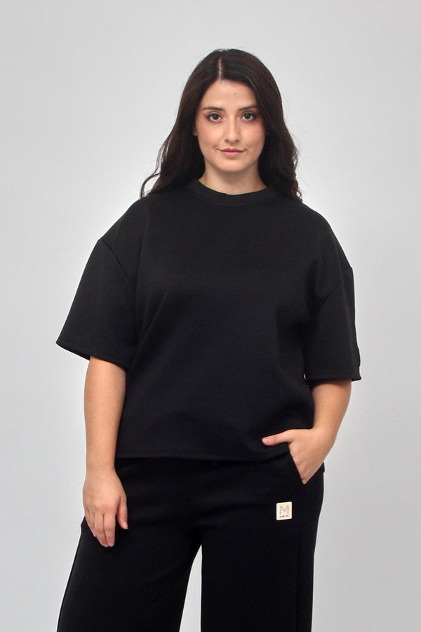 Completo crop neoprene - Nero