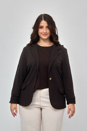 Giacca felpa bottone - Moro