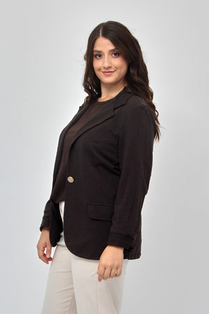 Giacca felpa bottone - Moro