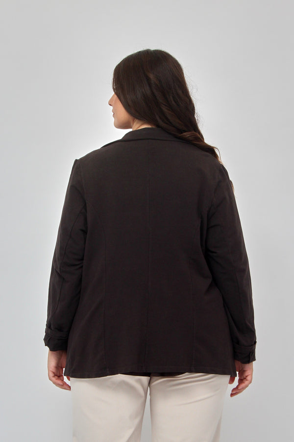 Giacca felpa bottone - Moro