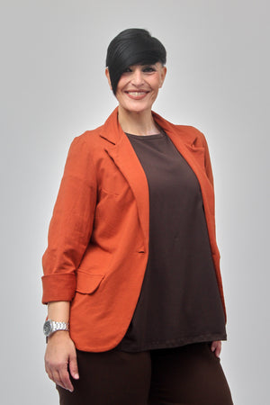 Giacca felpa bottone - Ruggine