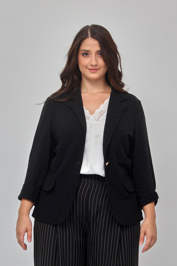 Giacca felpa bottone - Nero