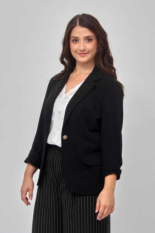 Giacca felpa bottone - Nero