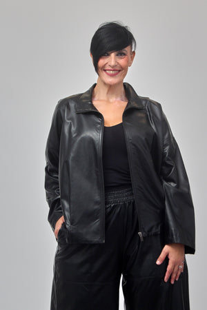 Bomber ecopelle zip - Nero