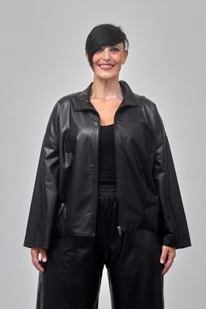 Bomber ecopelle zip - Nero