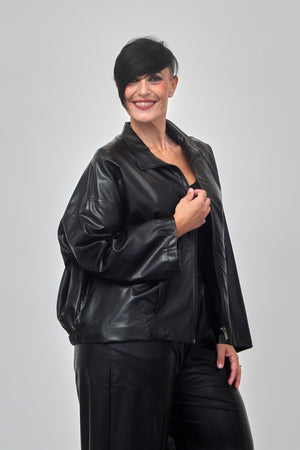 Bomber ecopelle zip - Nero