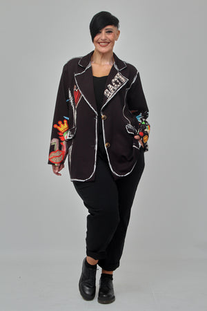 Giacca over stampata - Nero