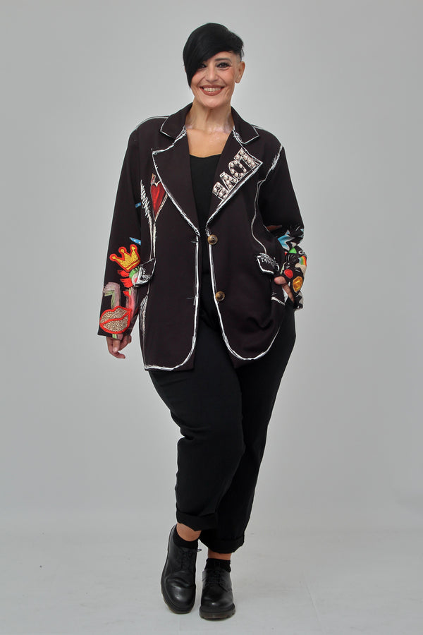 Giacca over stampata - Nero