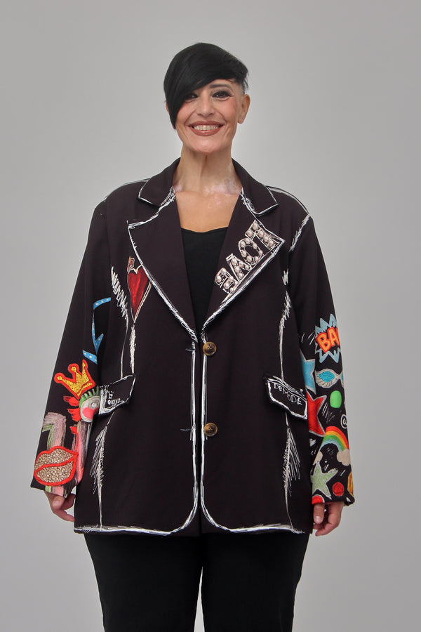 Giacca over stampata - Nero