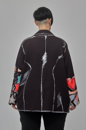 Giacca over stampata - Nero