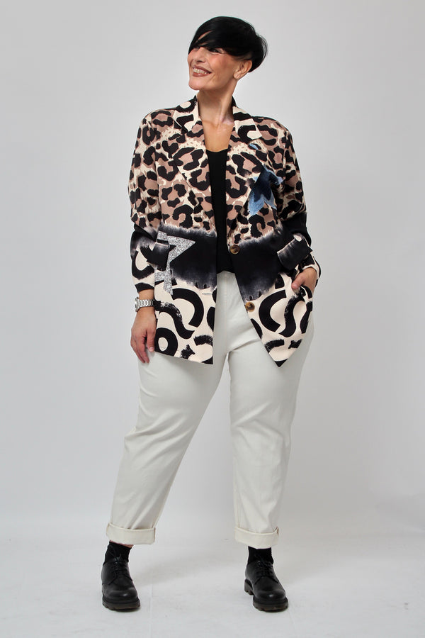 Giacca over stampata - Marrone