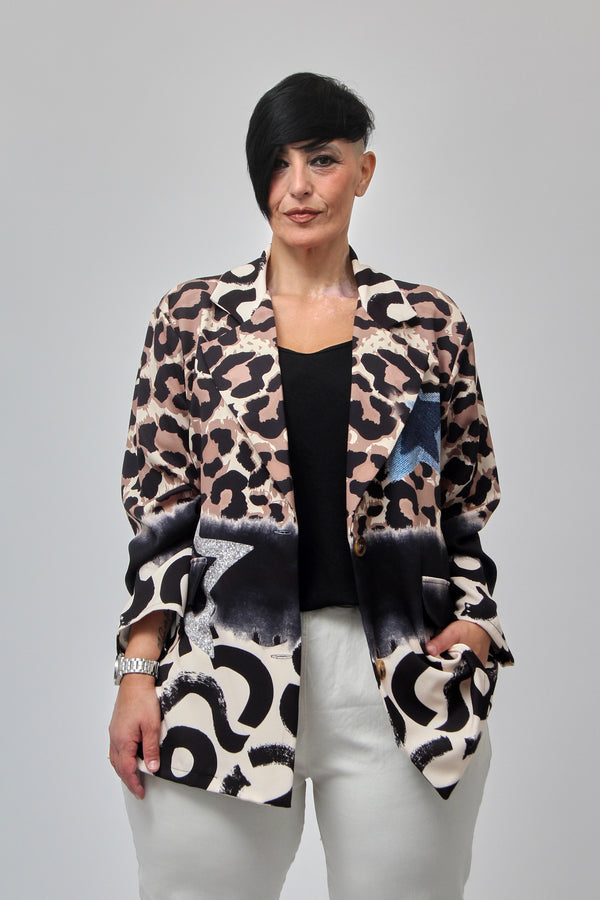 Giacca over stampata - Marrone