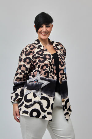 Giacca over stampata - Marrone