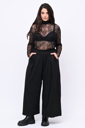 Lupetto pizzo bottone - Nero