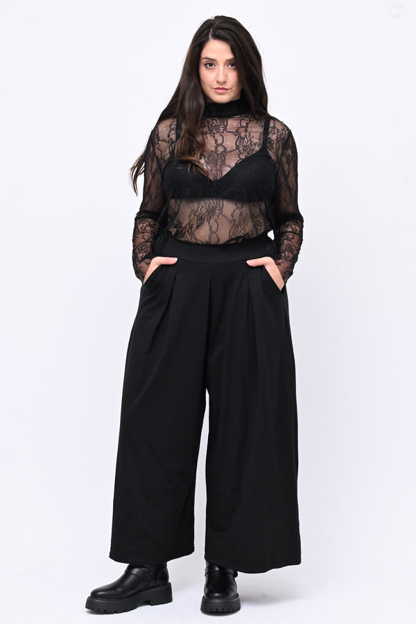 Lupetto pizzo bottone - Nero