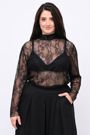 Lupetto pizzo bottone - Nero