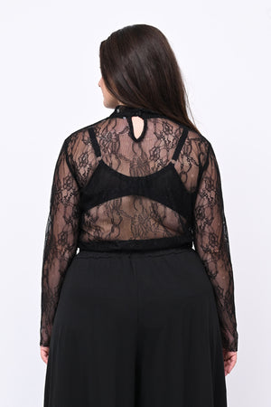Lupetto pizzo bottone - Nero