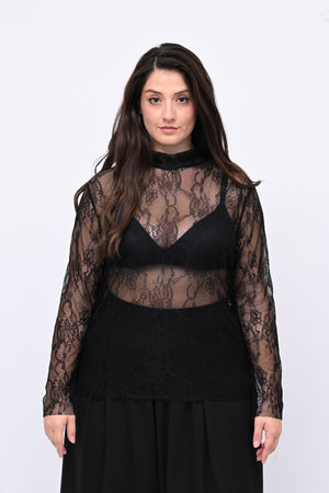 Lupetto pizzo bottone - Nero